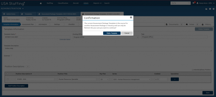 Delete assessment package
