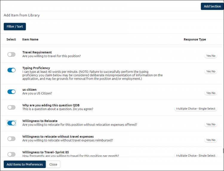 questionnaire page