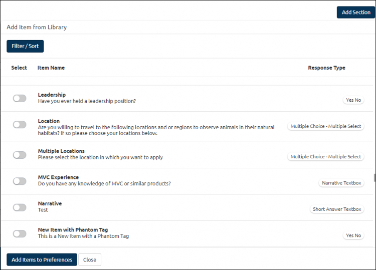 questionnaire page