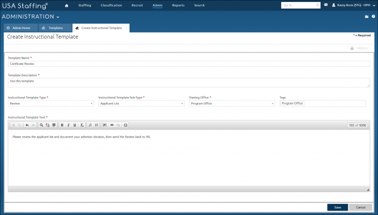 Instructional template