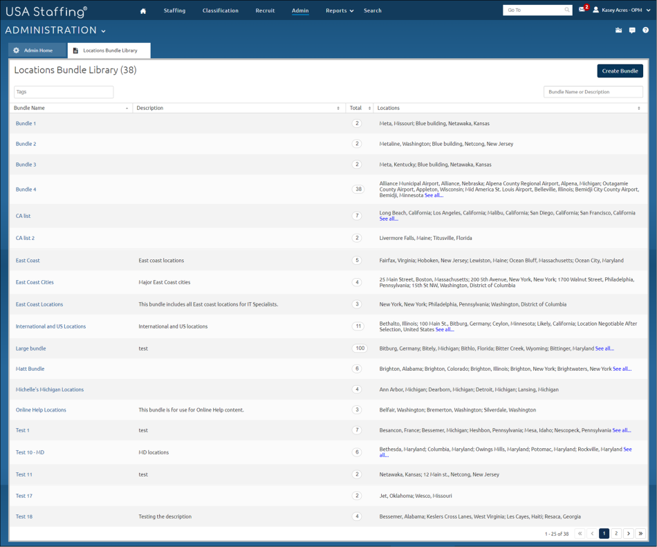 Manage Location Bundles