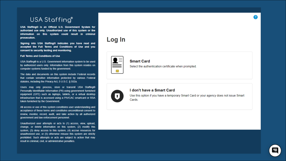 USA Staffing Login page