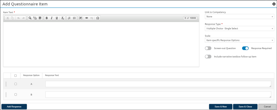 Add Questionnaire Item