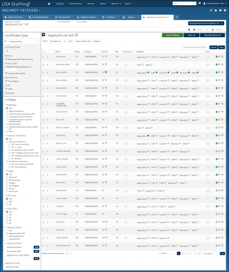 Category Rating drop-down