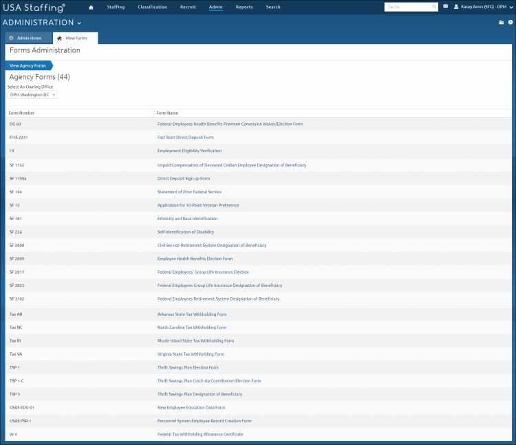 View Agency Forms